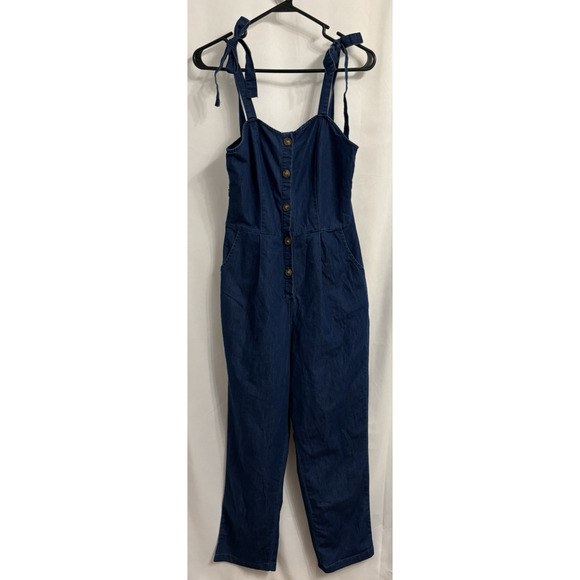 Se7en Women's M Soft Denim Jumpsuit Lightweight Y2K 90's Festival Summer Casual - Picture 1 of 7